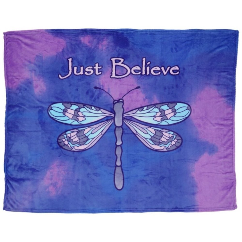 Fleece Throw Blanket Dragonfly JUST BELIEVE